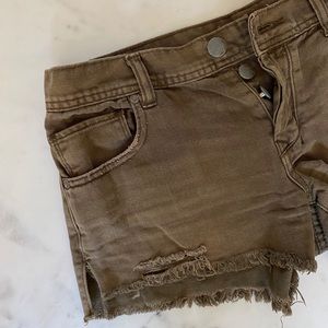 Free People Olive Jean Shorts